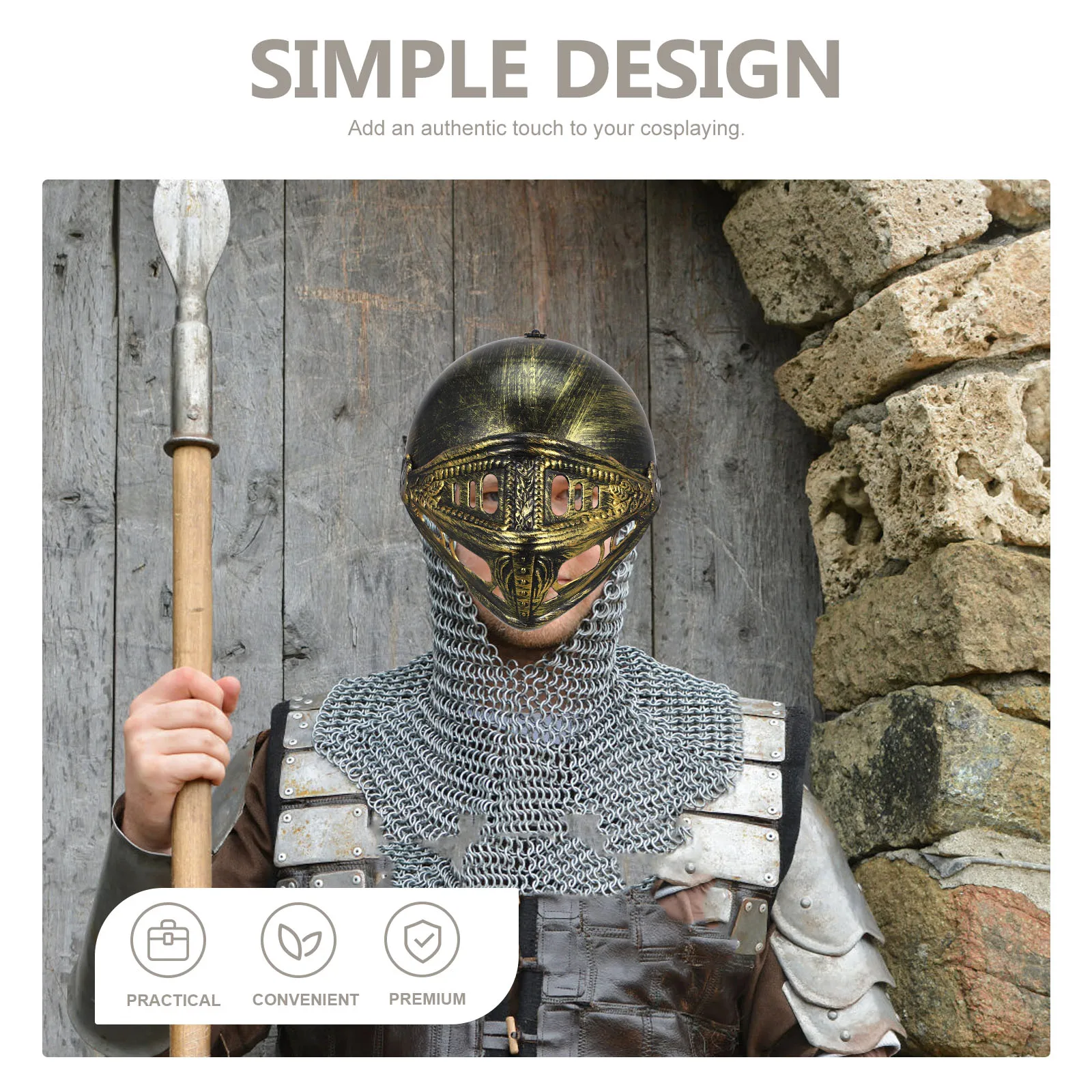 

Roman Knight Golden Soldier Costume Decorative Hat for Men Party Props Cosplay Accessories Halloween