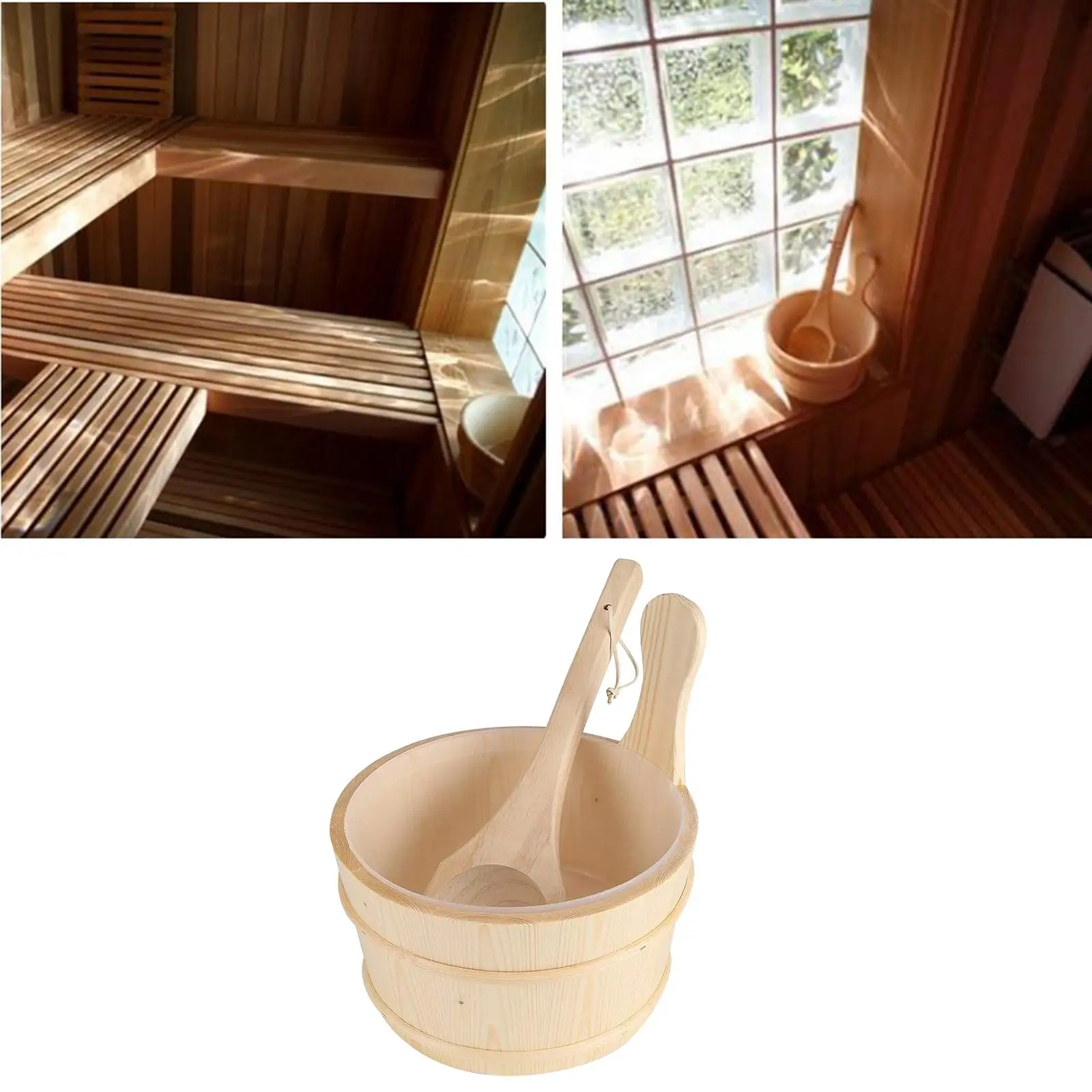 

4-литровое деревянное ведро для сауны с ложкой, аксессуар для спа, ручная работа, для саун и парных
