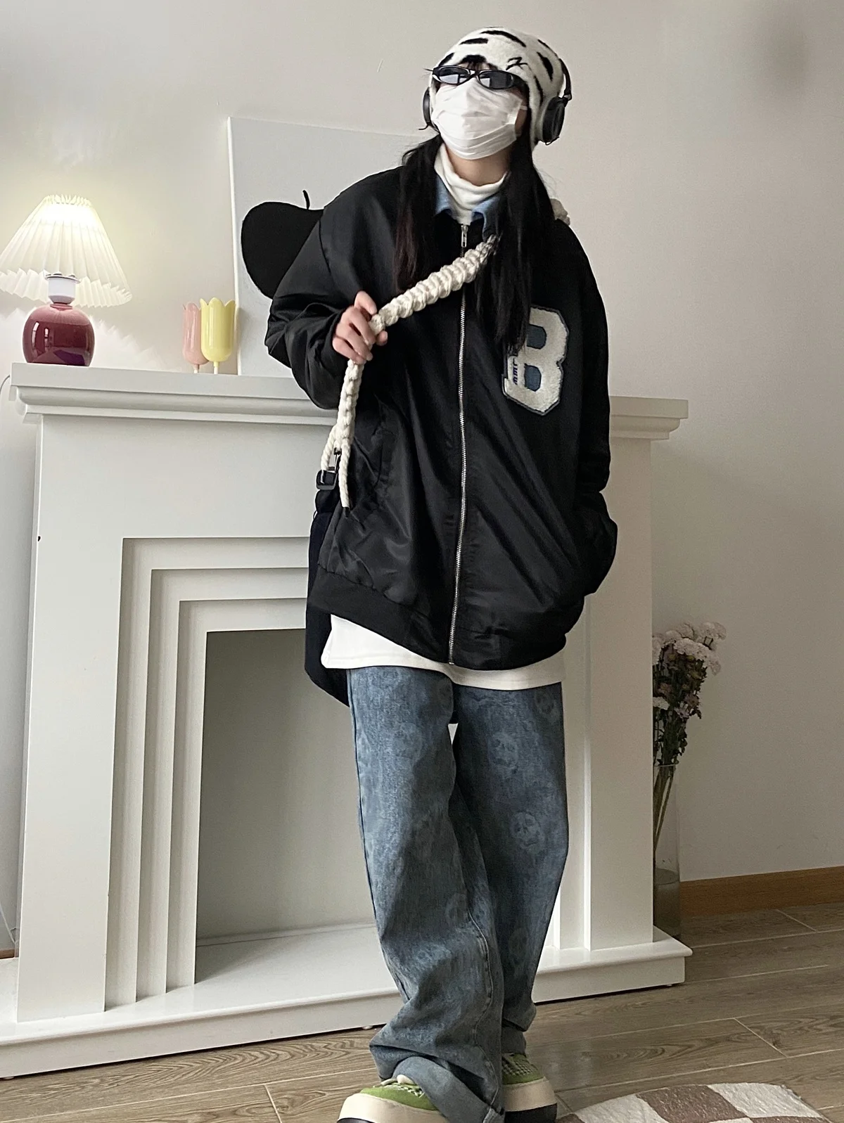 

Casual Loose Cotton Jaet Outerwear Letter Splicing Denim Sle Men's Women's Spring Faionable Trendy Zipper Closure Long ...