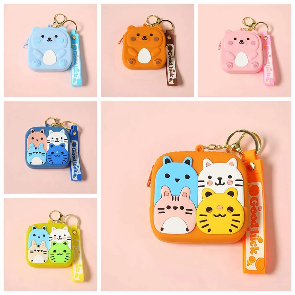 Bag Pendant Silicone Coin Purse Korean Style Waterproof Cartoon Silicone Keychain Bear Animal Silicone Cartoon Wallet Travel