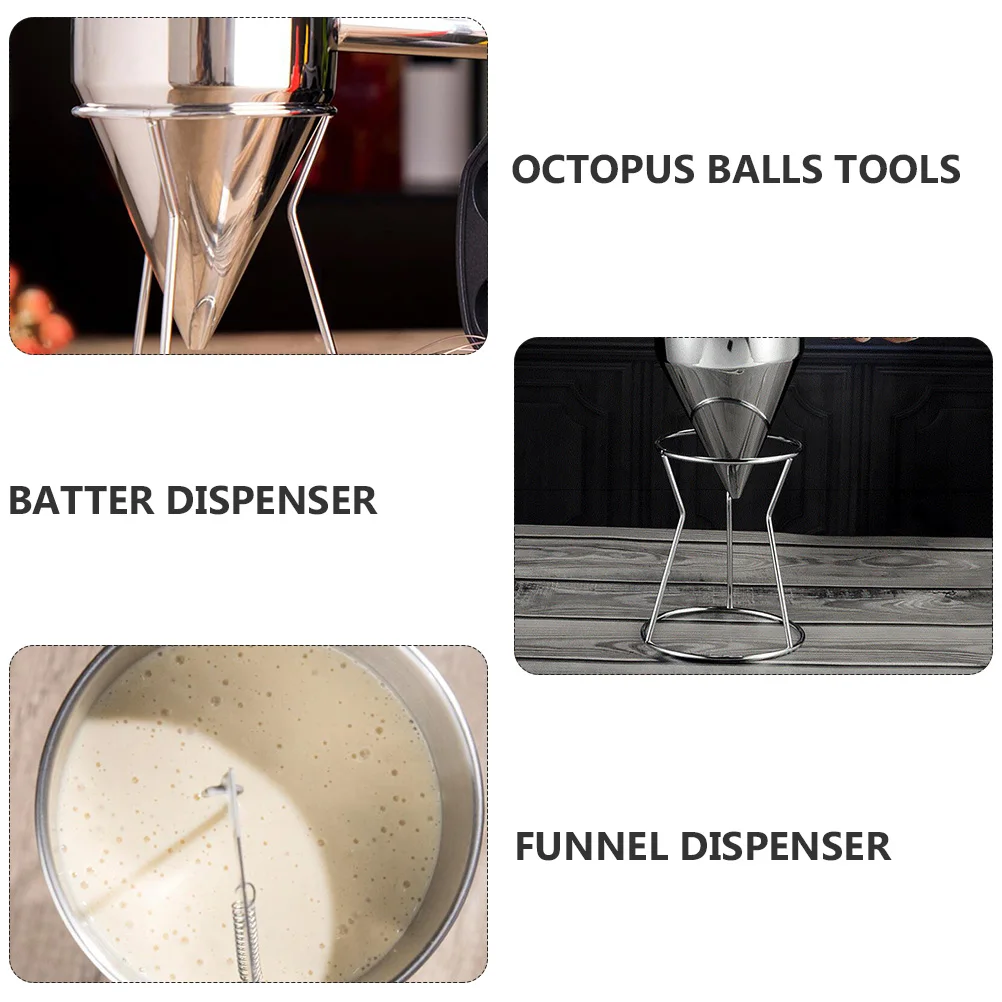 

Stainless Steel Kitchen Sushi Tools Piston Funnel Octopus Balls Maker Batter Dispenser Baking Gadgets Easy Storage