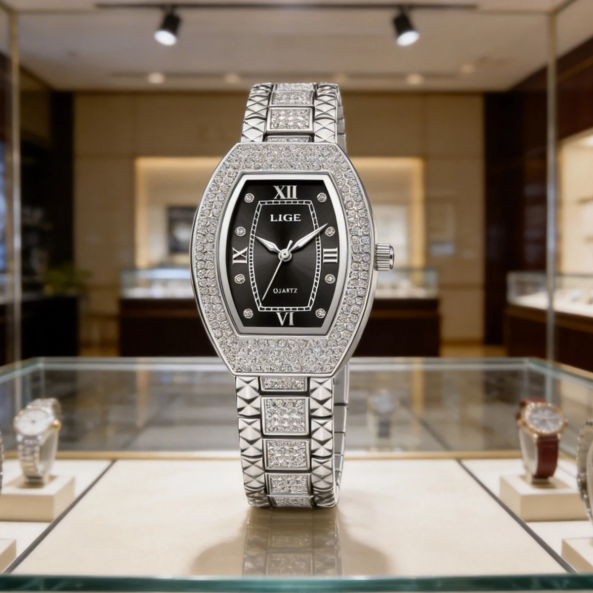 

New LIGE Original Design Luxury Diamond Watch For Women Elegant Watches Fashion Out Sport Stainless steel Waterproof Mille Clock