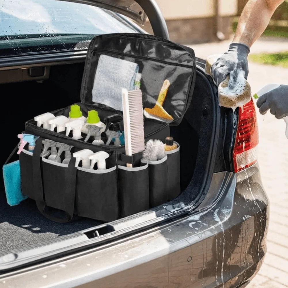 Waterproof Car Wash Tool Bag Adjustable Shoulder Strap Large Capacity Car Tool Storage Bag Heavy Duty Multiple Pocket