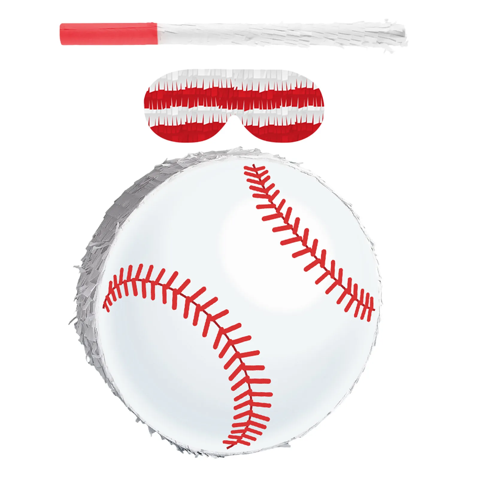 

1Set Baseball Pinata Birthday Party Decoration Hanging Paper Confetti Cardboard Sports Theme Includes Blindfold Bat