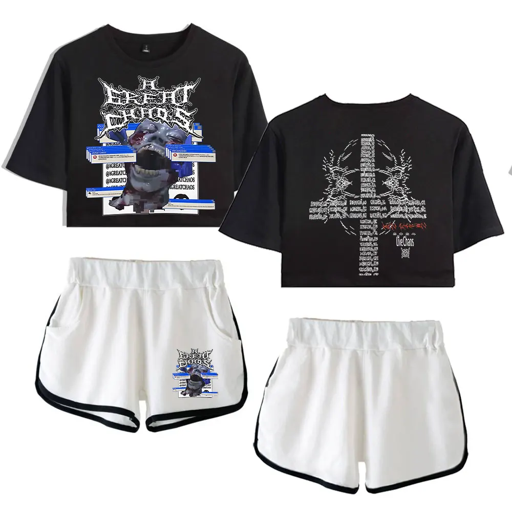 

Ken Carson Suit Vintage 90s logo Merch Tops Harajuku Two Piece Set Shorts+Lovely TShirt Trendy Suit