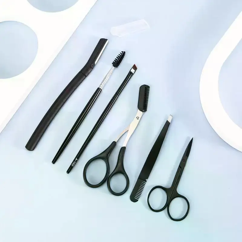 17 Pcs Eyebrow Grooming Kit With Stainless Steel Tools And Portable Bag Perfect For Daily Makeup Beauty Salon Use