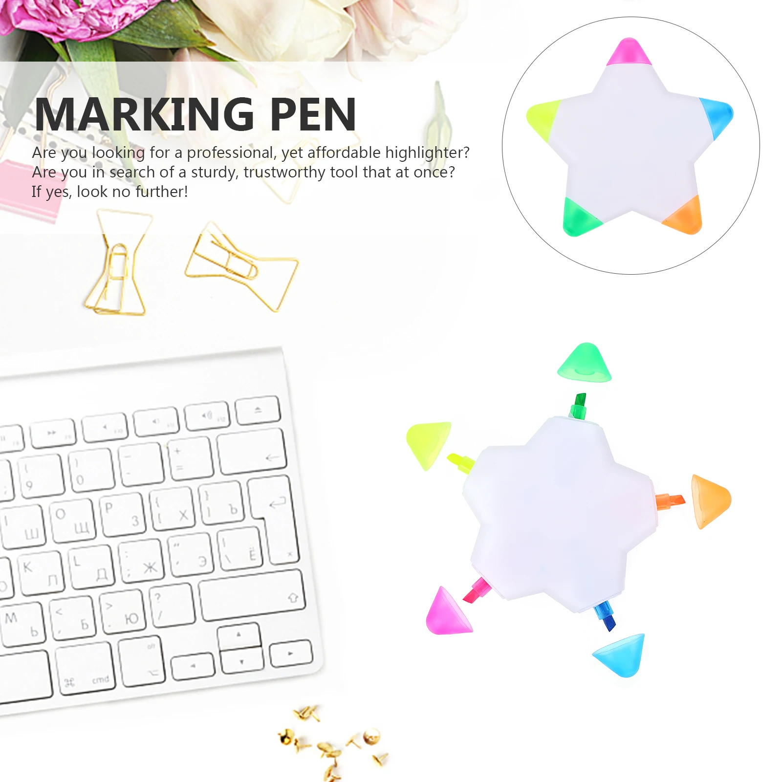 5pcs Fluorescent Shaped Highlighter Premium Multi-Functional Bright Smooth Writing For Students Kids Arts Study Notes