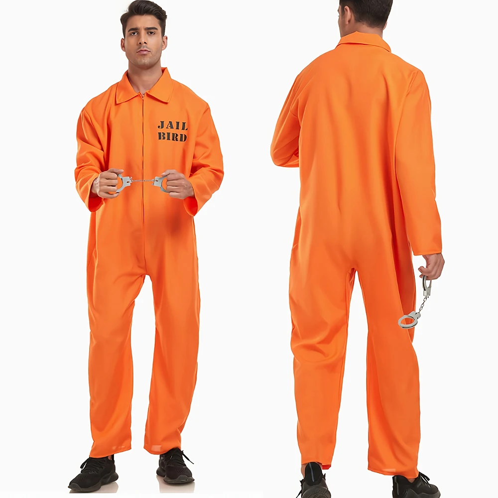 Костюм для косплея заключенного, комбинезоны для взрослых, тюремный комбинезон, костюм на Хэллоуин, реквизит, оранжевый тюремный наряд, маскарадный реквизит, униформа