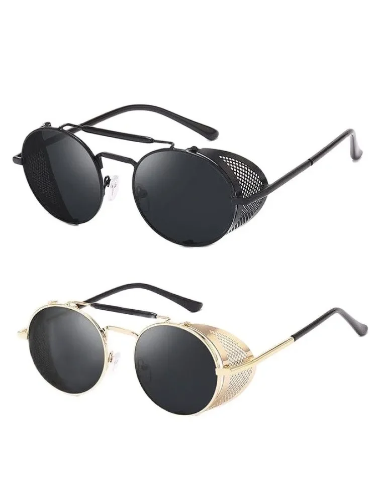 Trendy Retro Steampunk Sunglasses Men Brand Designer Round Steam Punk Alloy Sun Glasses Goggle For Women UV400 Gafas de Sol