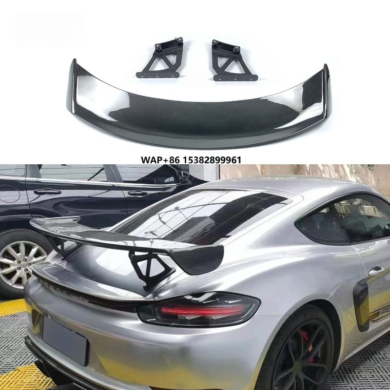 

718 High Quality Dry Carbon Fiber Rear Trunk Wing for Cayman 981 982 987 Boxster GT 4 Tail Spoiler Body Kit