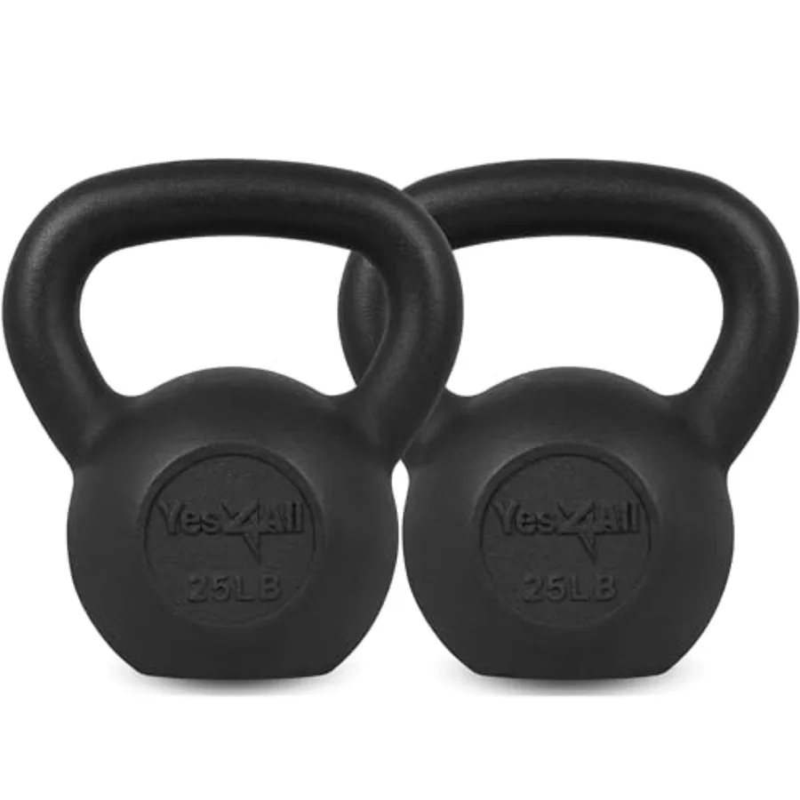

Cast Iron Kettlebell 5-80 Lb for Full Body Workout Strength Training Push Up - Single Set of 2 in Black with Durable Finish
