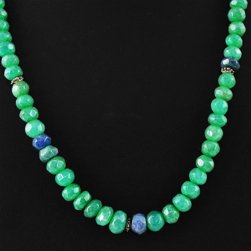 246.35 CTS EARTH MINED ENHANCED EMERALD ROUND FACETED BEADS NECKLACE STRAND (RS)