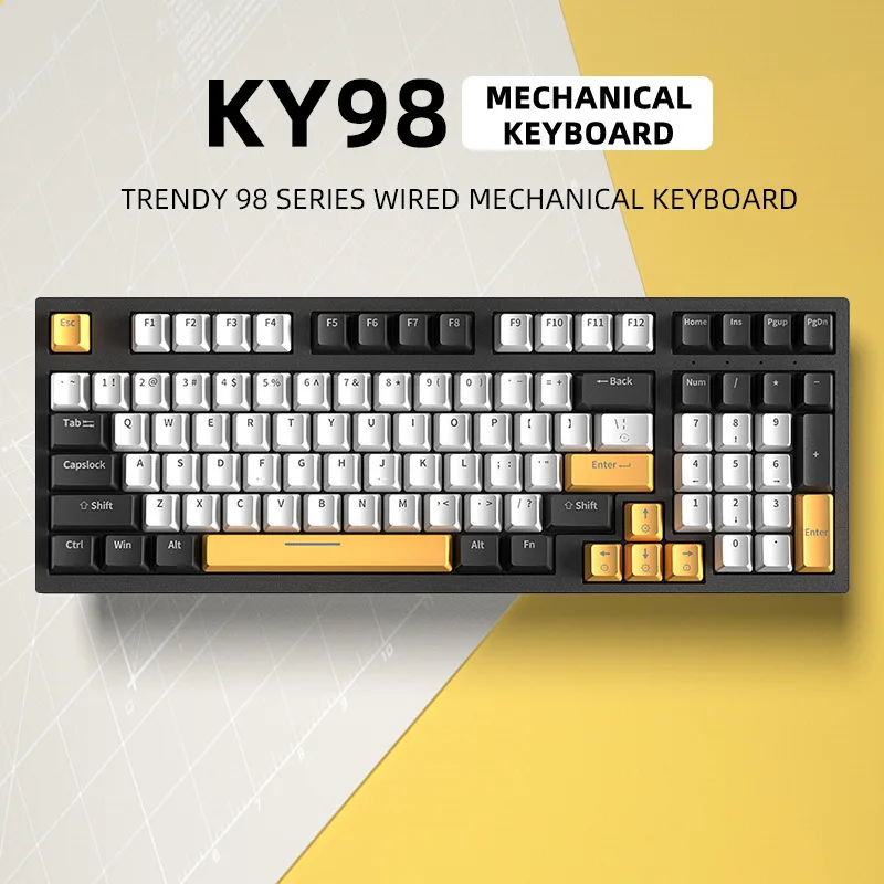 

KY98 Wired Mechanical Keyboard Mixed Light Hot Swappable Blue And Red Axis Computer Peripherals Gaming And Esports Keyboard