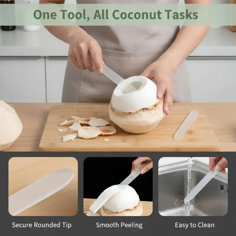 5Pcs Coconut Opener Tool Soft Coconut Meat Removal Knife Sturdy Long Handle Durable for Commercial Fruit Store Usage