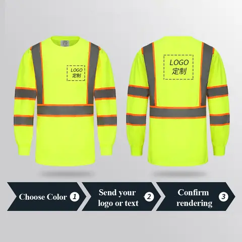 Sommar Långärmade Säkerhets-T-shirts Utomhus Konstruktion Rund Hals Andningsbara Solskydd Reflekterande Herr Arbetskläder 12 best sales byggkläder - №8