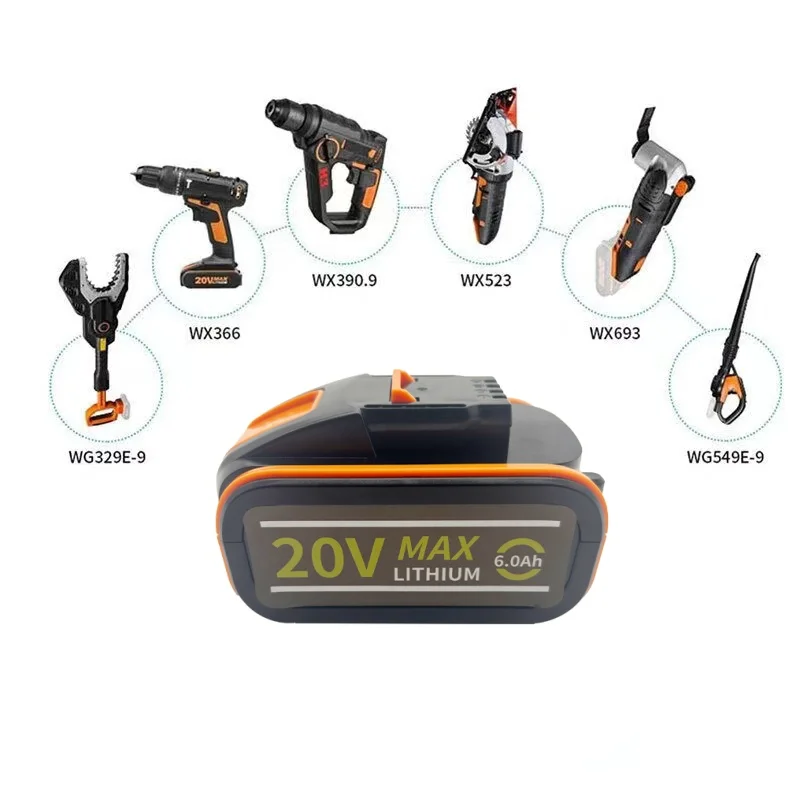 For worx 20V 6.0Ah Lithium battery Rechargeable WA3553 WA3551 WA3553.1 WA3570 for All WORX Electric and Garden Tools