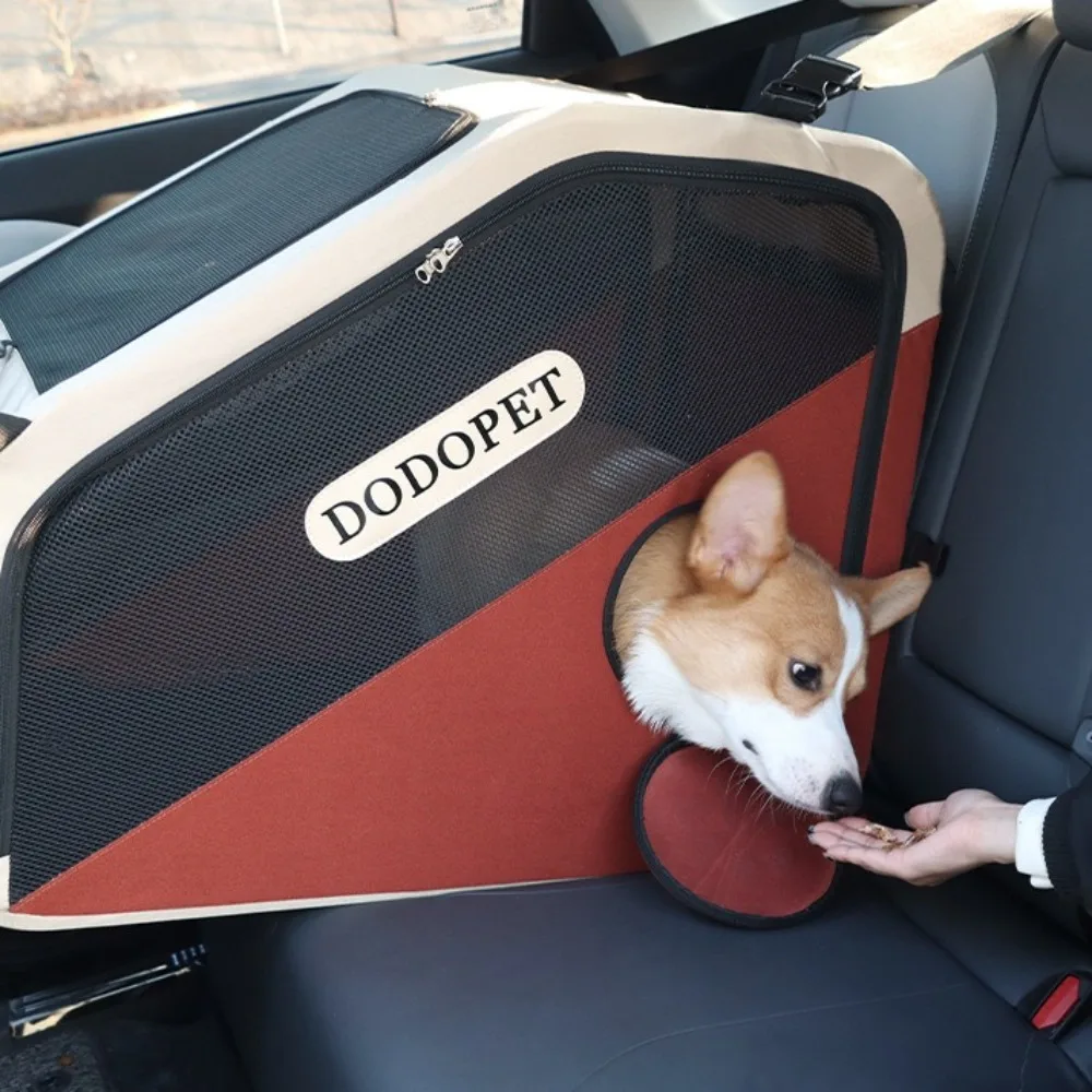 قفص سيارة للكلاب، محمول قابل للطي، حقائب سفر قابلة للتنفس ومتينة للقطط والكلاب، ملحقات منتجات الحيوانات الأليفة