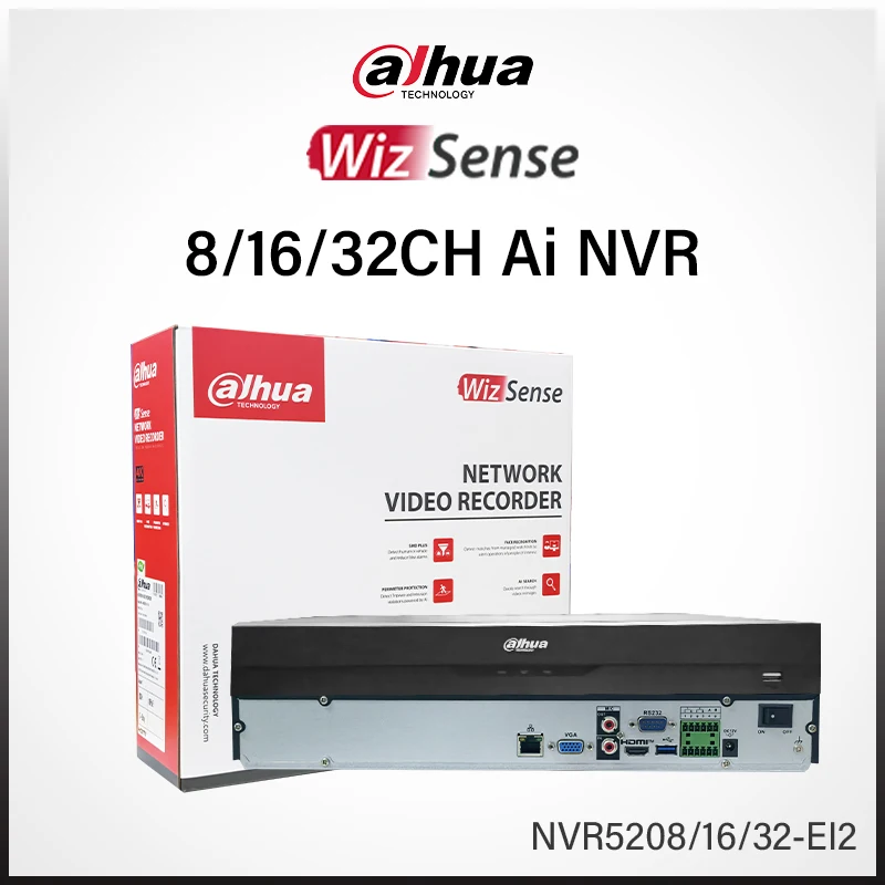 Dahua WizSense 8CH 16CH 32CH NVR NVR5208-EI2 NVR5216 NVR5232-EI2 2HDDs Smart Ai 8K Video Recorder CCTV System SMD Plus AcuPick