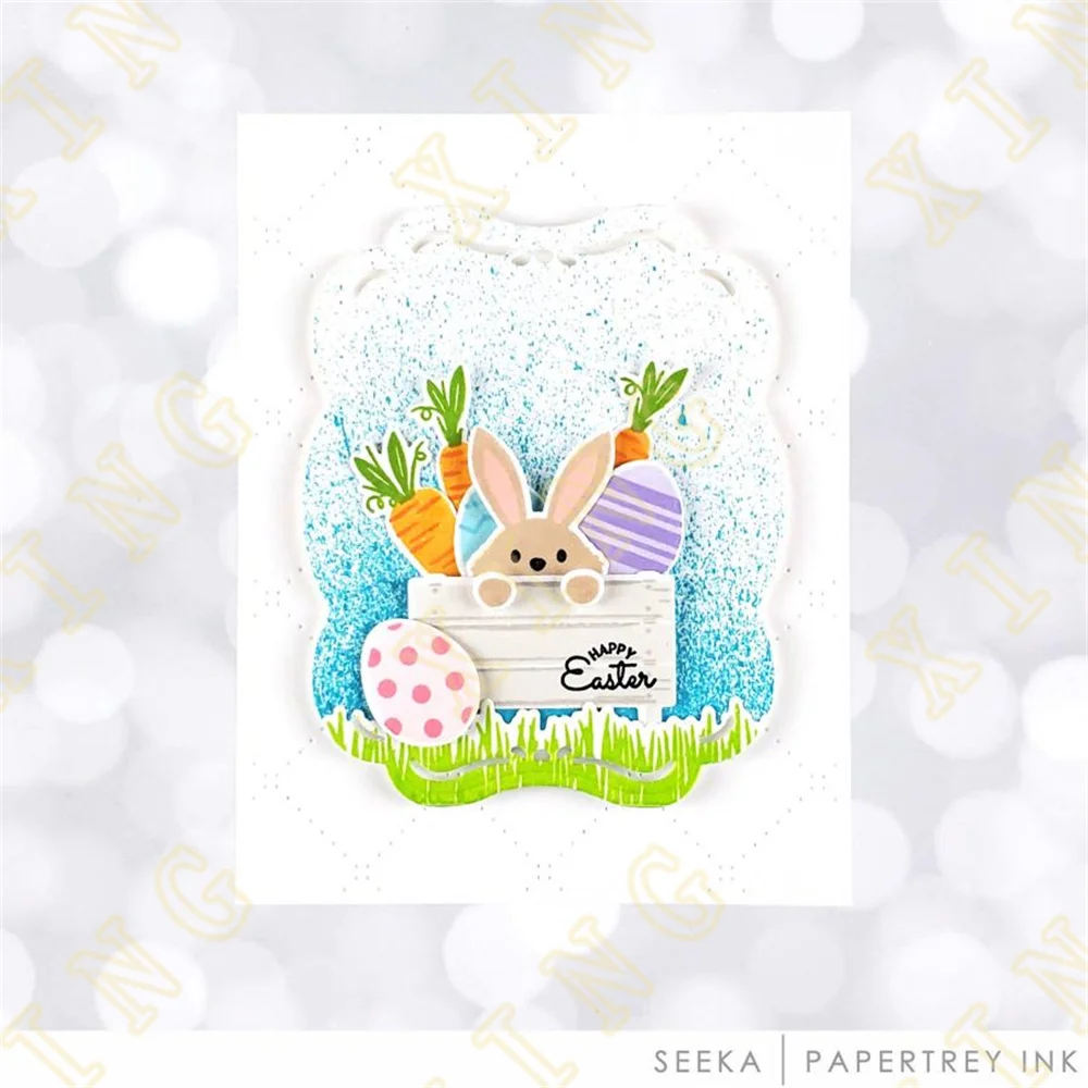 Easter on the Bunny Trail Metal Cutting Dies Silicone Stamps Scrapbooking New Make Photo Album Card Diy Paper Embossing Craft