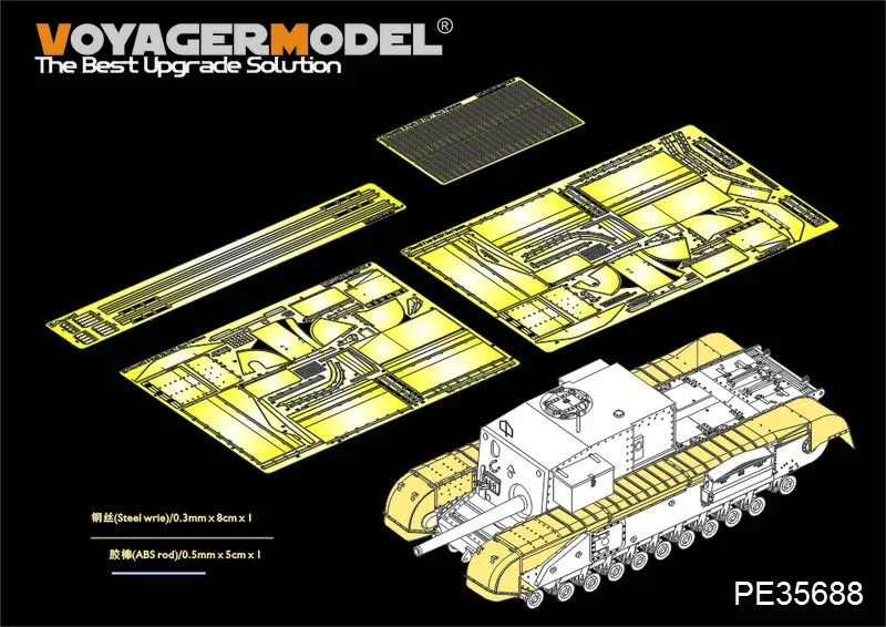 

Модель Voyager PE35688, масштаб 1/35, британский Черчилль Второй мировой войны, 3-дюймовый пистолет 20 CWT, кранцы для пистолета (для AF35253)