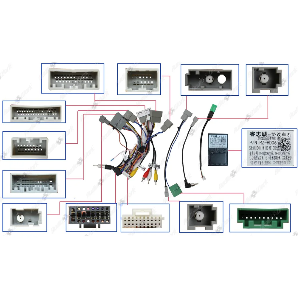 

Car 16pin Wiring Harness Adapter Canbus Box For Honda CRV CR-V Civic Breeze Android Radio Power Cable HD-RZ-06