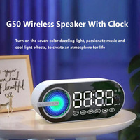 Wireless Bluetooth Speaker Digital Alarm Clock USB Charging LED Mirror Clock FM Large Display Living Room Office Decoration