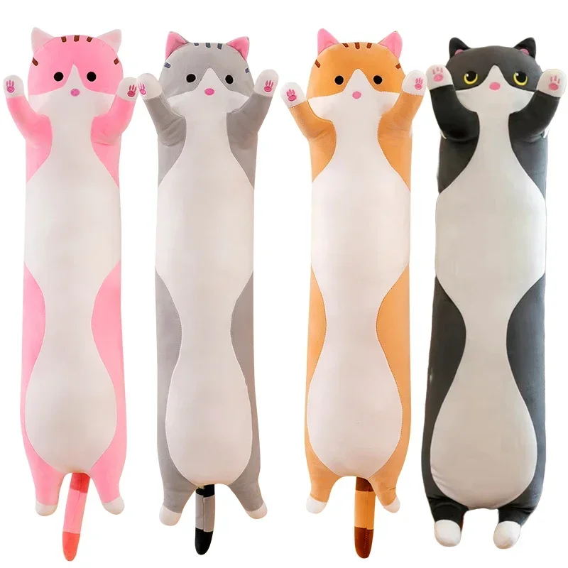 Cute  Cat Plush Toy Long Pink Brown Grey Sleeping Cats Leg Pillow Squishy Little Animal Doll Appeasing Plushie Gift