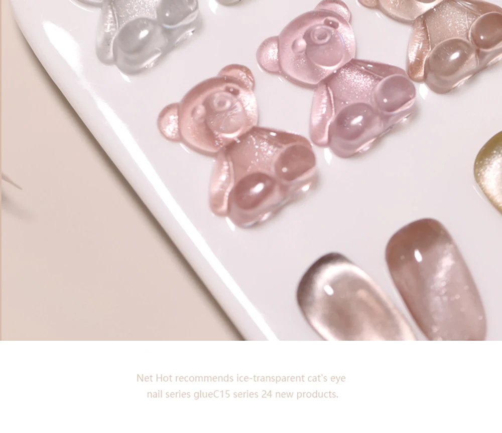 Vendeeni 24 Farben Transparenter Kristall-Katzenaugen-Gel-Nagellack Magnetischer UV-Soak-Off-Gel-Lack Jelly Nude Katzenaugen-Gel-Lack – Detail 5