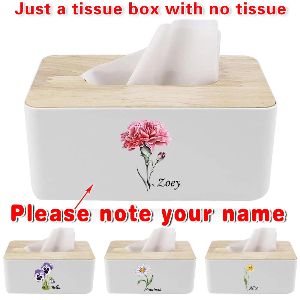 

Customized Name Wooden Cover Tissue Dispenser Box Durable Tabletop Napkin Storage Organizer Personalized Hygienic Accessories