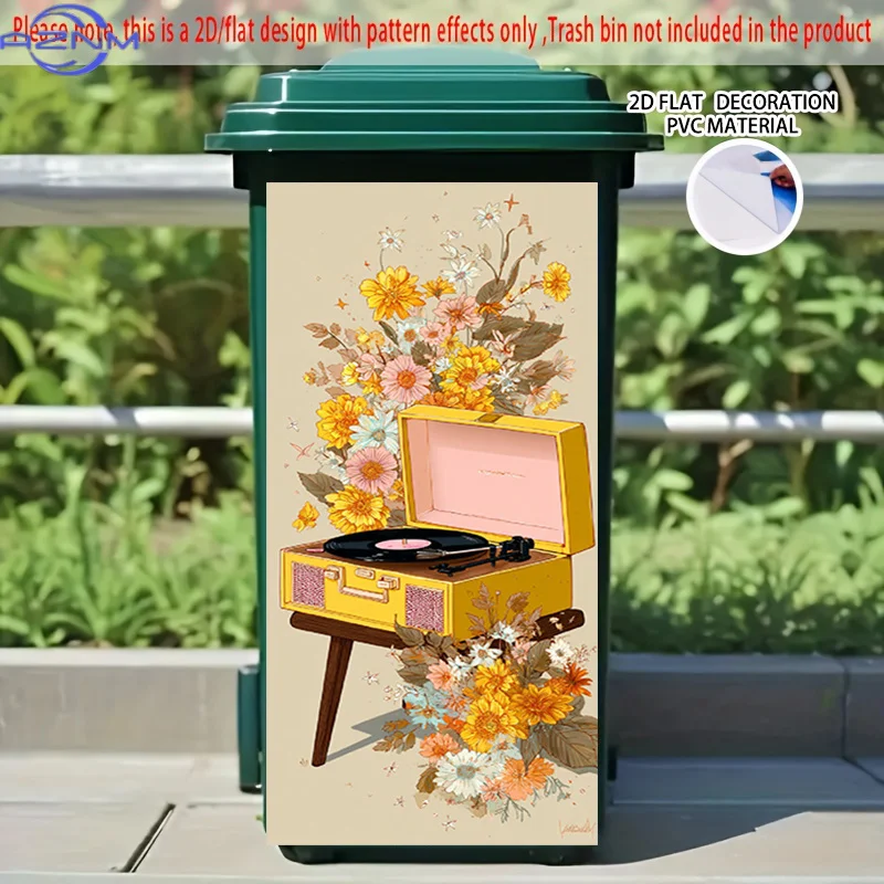 2D Flat Printing 1pc 2D Pattern Printed Kitchen Trash Can Sticker xcm 
