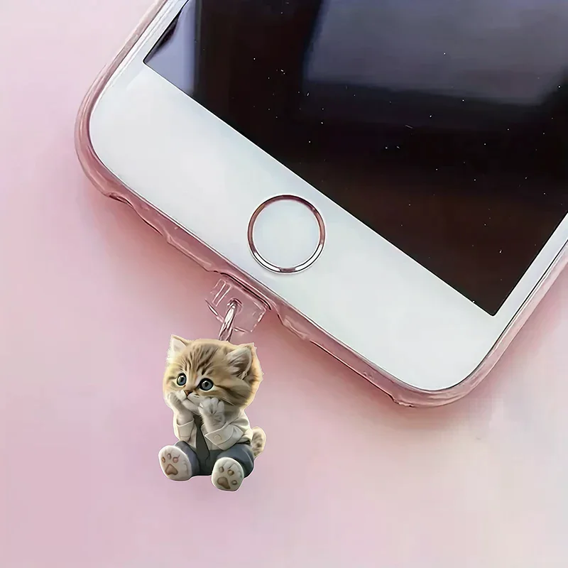 

Пылезащитная заглушка для мобильного телефона, подвеска с милым котом, собакой, украшением, подвесной кулон для порта зарядки типа C, пылезащитная заглушка