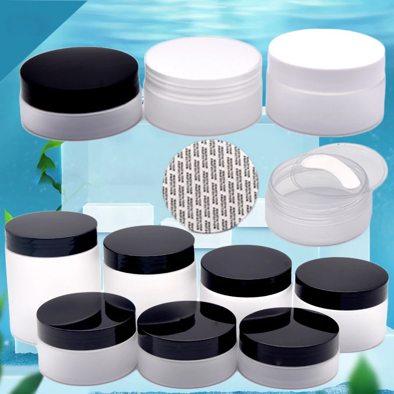 

20pcs Plastic Frosted Jar Empty Cosmetic Containers Clear Matte Pots with Lids White Cap Cream Box Tin 50ML 100ML 200ML 250ML