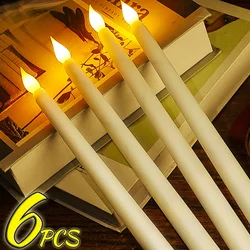 1/6 pçs led grande vela luz alimentada por bateria velas sem chama luz quente lâmpada vela para natal decoração de festa de halloween