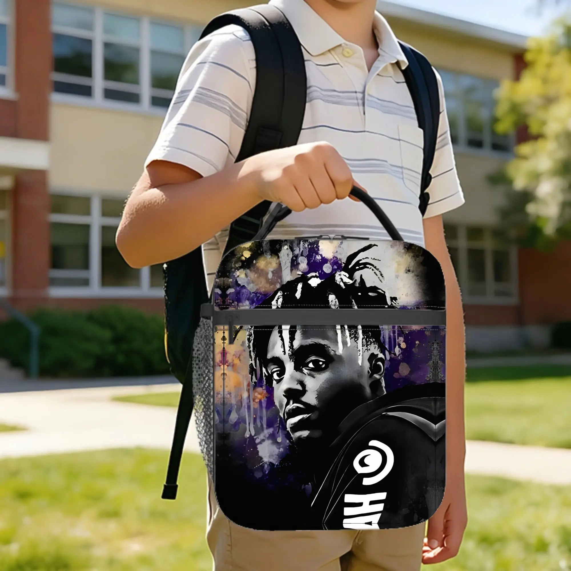 Juice Music Wrld Insulated Lunch Bags High Capacity Reusable Thermal Bag Lunch Box Tote School  Travel Bento Pouch