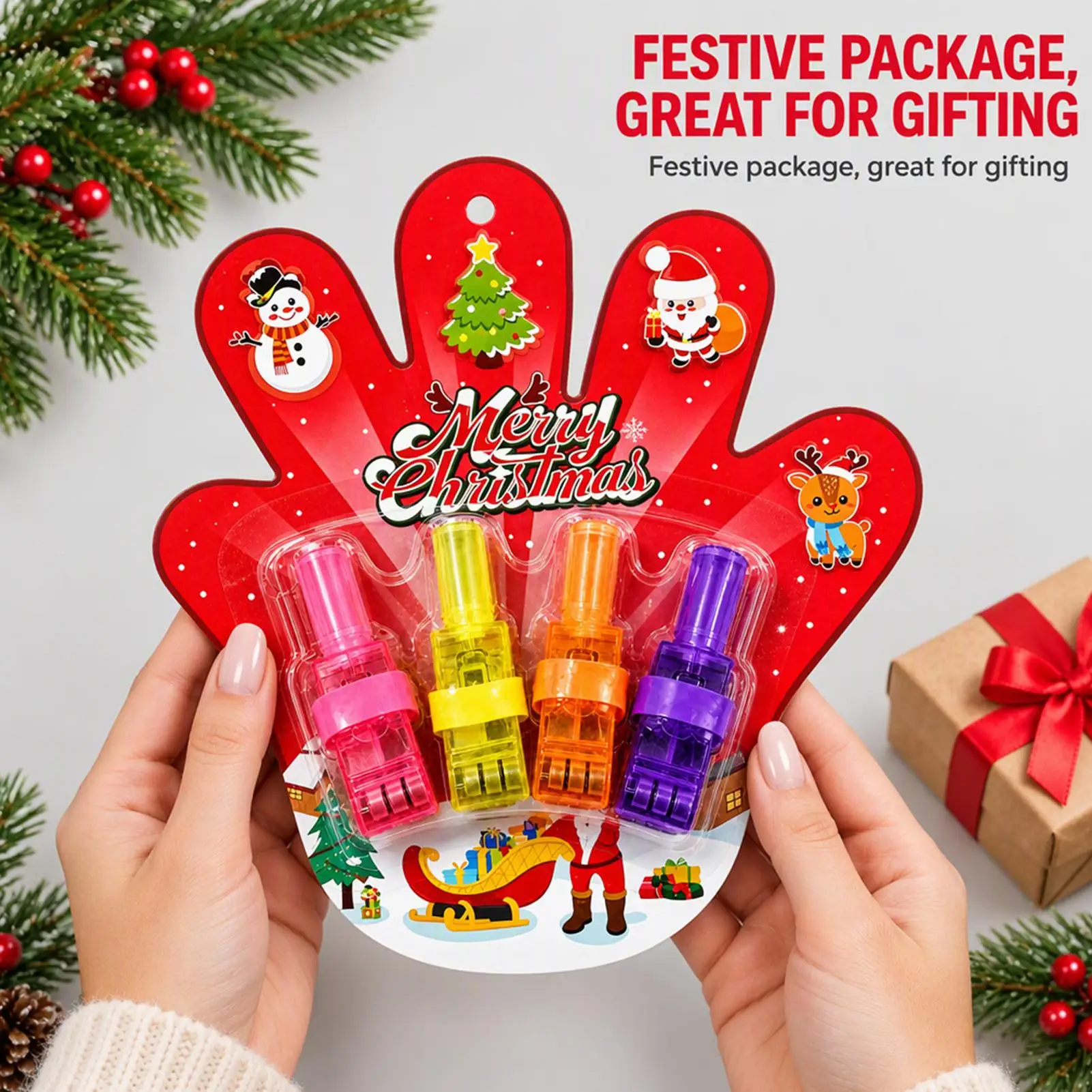 4pcs LED Halloween Finger Projector Lights Spooky Pattern Finger Flashlight Toy Trick or Treat Goodie Bag Fillers Party Favors