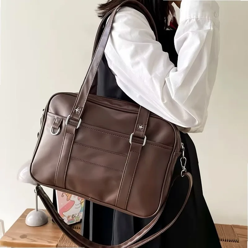 High looks Simplicity Style JK Uniform Bag PU Leather Shoulder Crossbody Handbag for travel Commuter bag High School Student