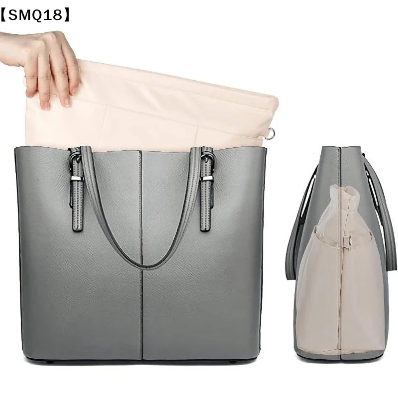 Vintage Cosmetic Organizer Insert Bag Zipper Multi Pocket Solid Color Multifunctional Bag For Women【SMQ】