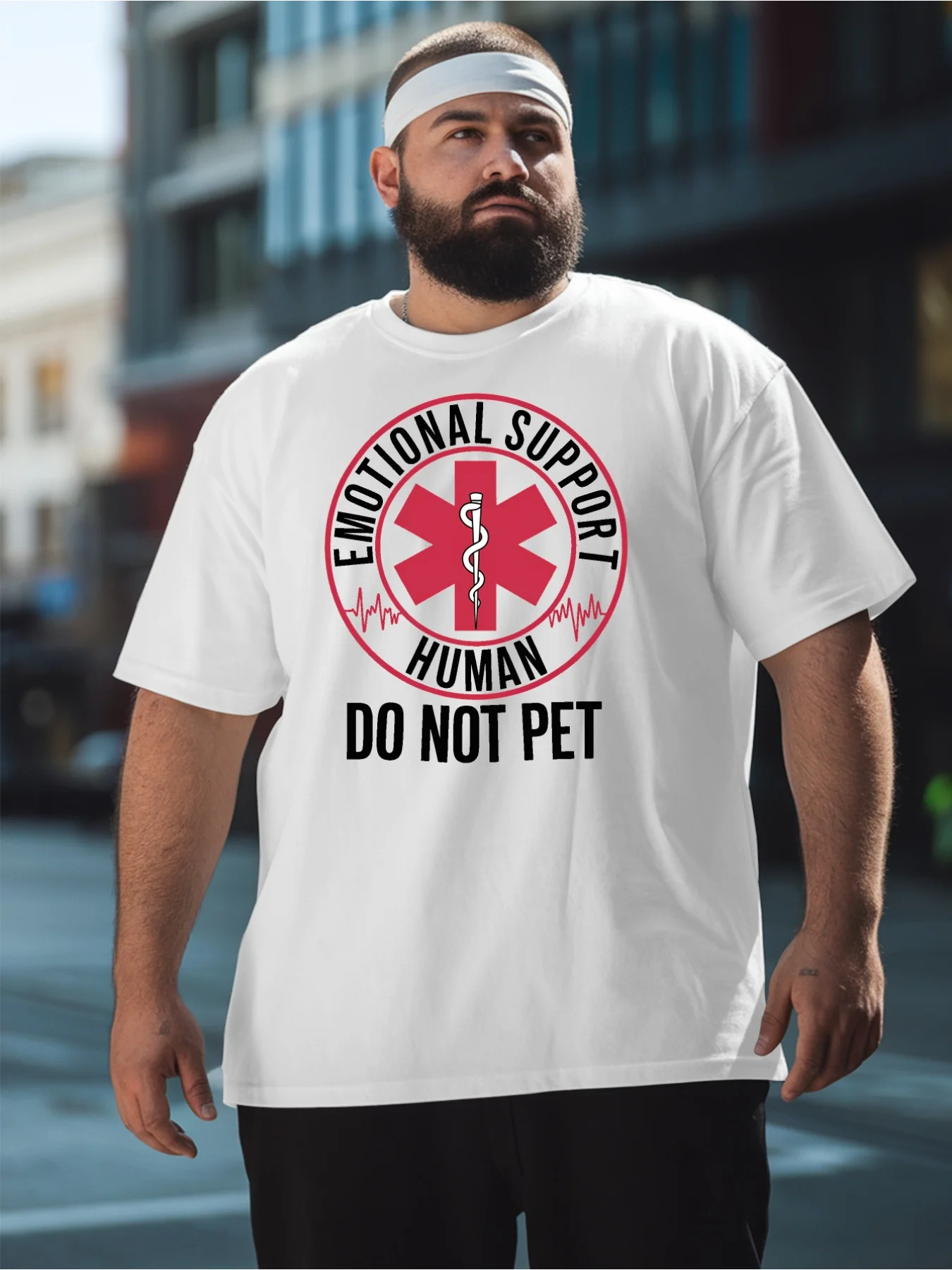 Men'S Plus Size Emotional Support Human T-Shirt | Oversized Tall Breathable Summer Tee With 