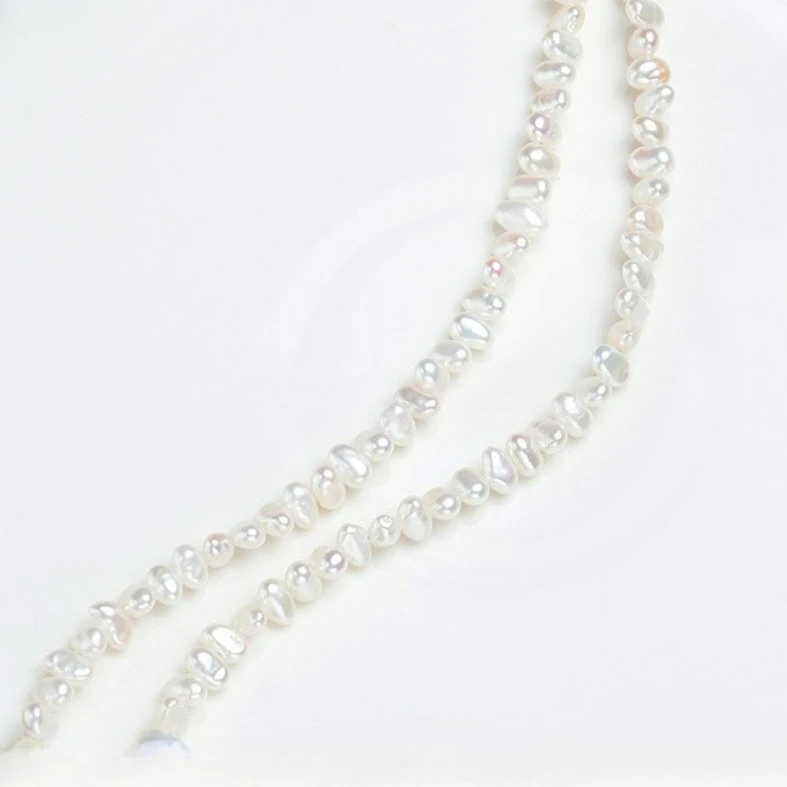 Hengsheng 4-5mm Baroque Freshwater Pearl Necklaces for Women 14K Gold Plated OT Buckle Collarbone Necklaces Jewelry Gift