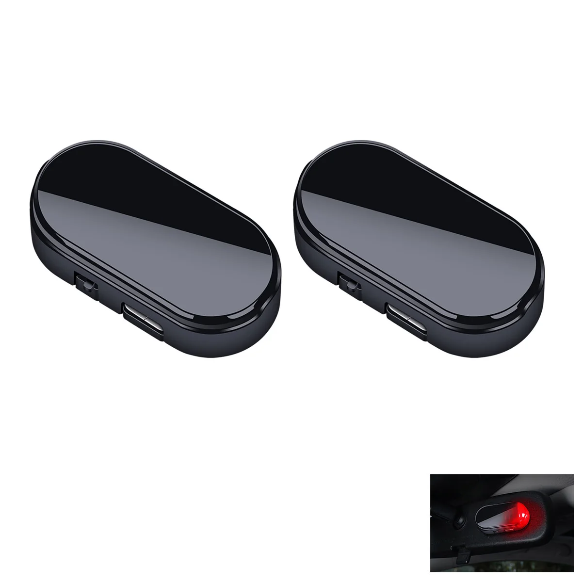 2PCS Solar Powered Auto Gefälschte Sicherheit Licht Blau/Rot Simulierte Drahtlose Warnleuchten Anti-Diebstahl Alarm Blinkende signal Lampe