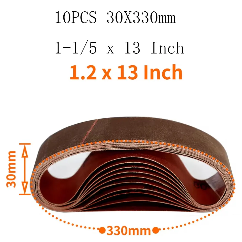 10PCS 330x30mm Sanding Belts,Aluminum Oxide 40-1000 Assorted Grits Abrasive File Belts for Air Belt Sander Wood Metal Polishing