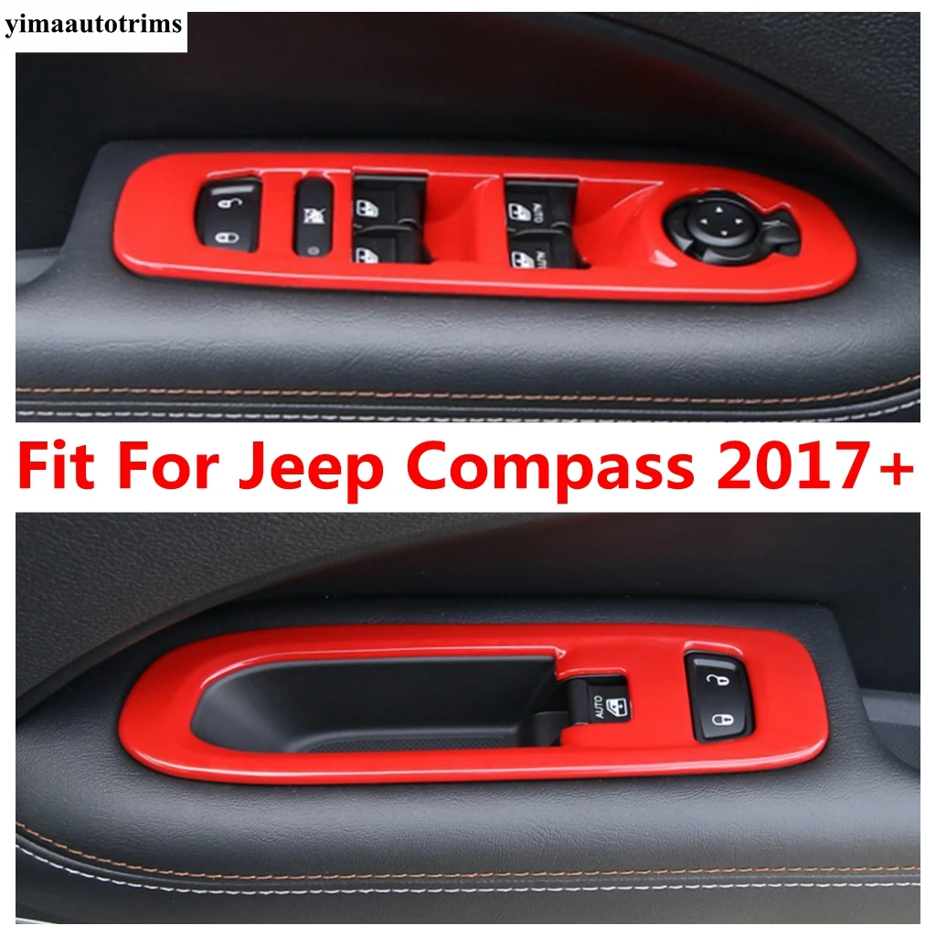 

Car Inner Door Armrest Window Glass Lift Button Frame Panel Cover Trim ABS Accessories Interior Fit For Jeep Compass 2017 - 2021