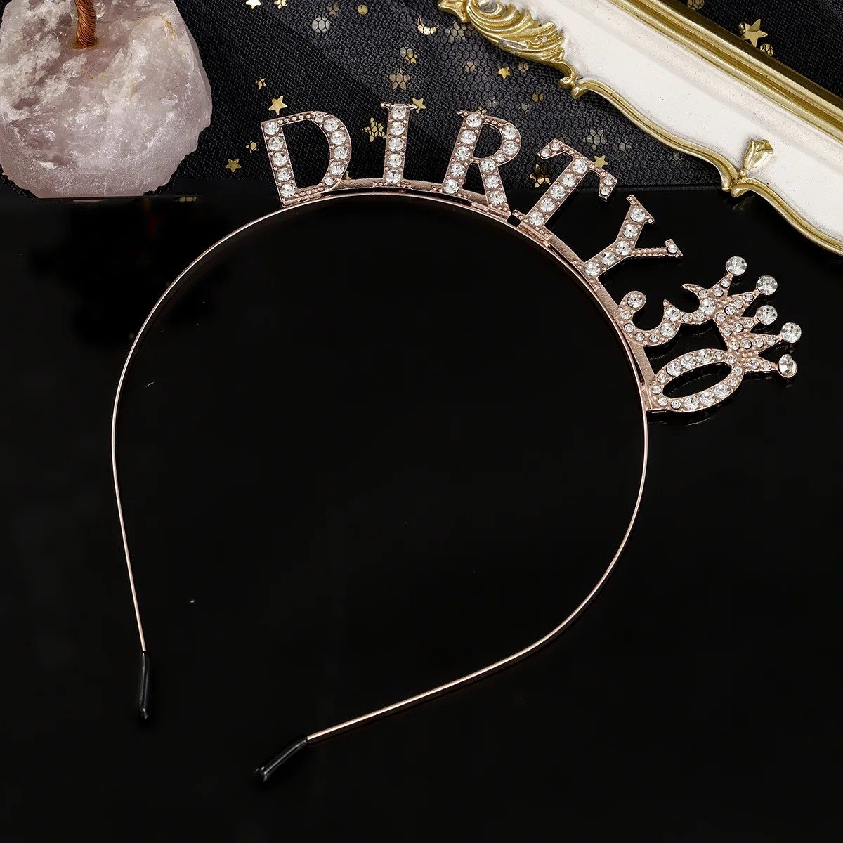 Glänzendes Strass-Stirnband mit englischen Buchstaben „Alles Gute zum Geburtstag“ für Frauen, Zinklegierungsmaterial, Party-Schmuck, beliebtes Haar-Accessoire – Detail 26