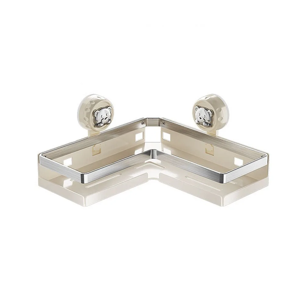 

Stainless Steels Suction Cup Storage Shelf Punch Free Triangular Wall Hanging Storage Rack Drainable Strong Load-bearing