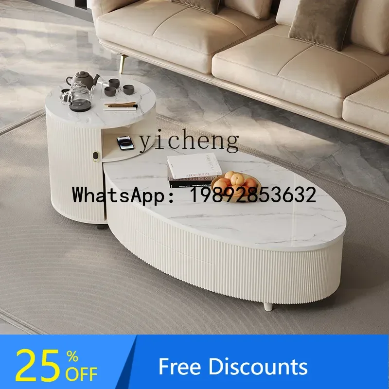 rock slab coffee table light luxury modern living room home kung fu tea table solid wood multi-layer board
