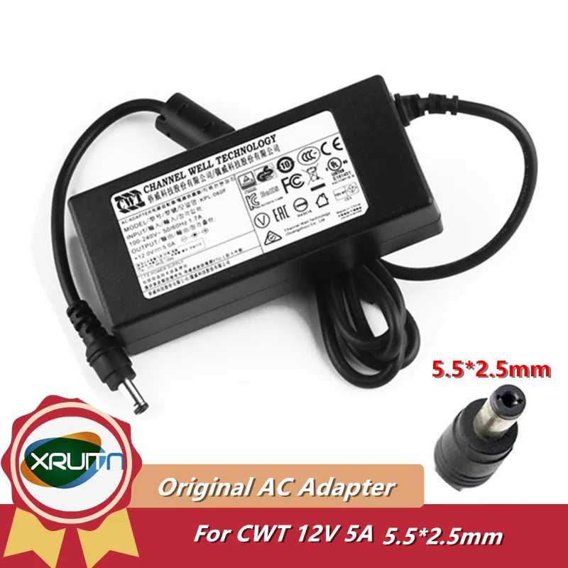 Genuine CWT AC Adapter KPL-060F-VI 12V 5A 60W KPL-060F Charger for Hikvision Monitoring Power Supply