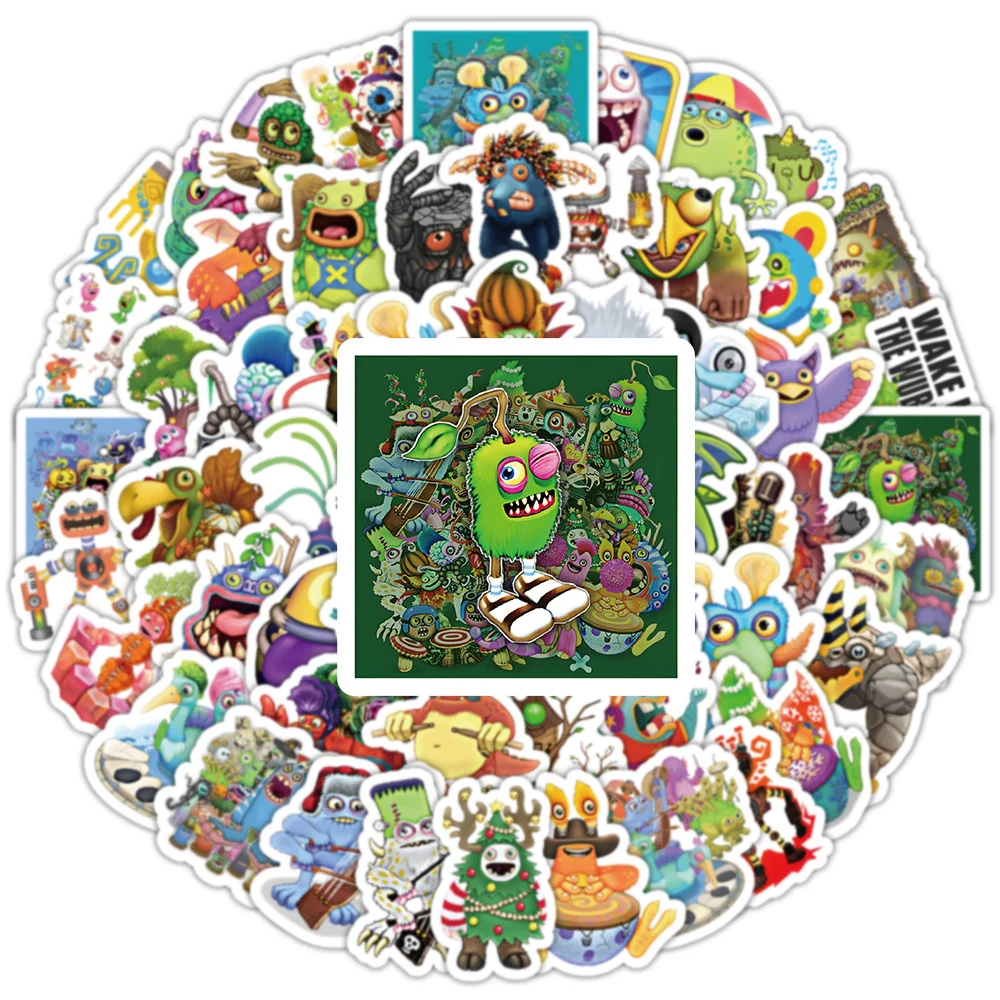 Pegatinas de My Singing Monsters para niños, calcomanías de Caroon para teléfono, botella de agua, equipaje, pegatina de Graffiti Kawaii, Juego de