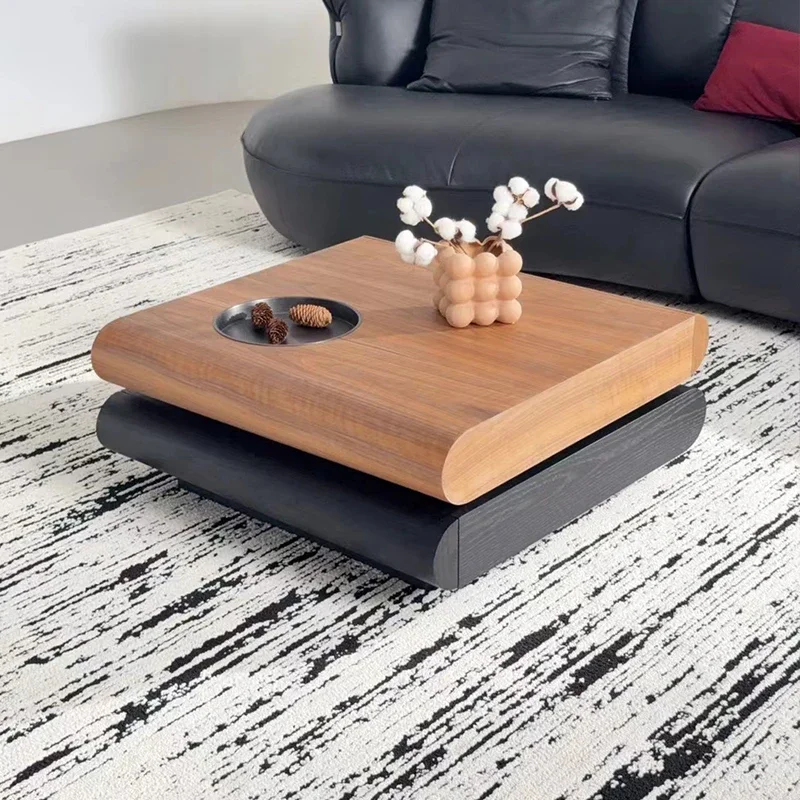 Medieval style solid wood coffee table living room Nordic retro style modern simple rotating storage coffee table