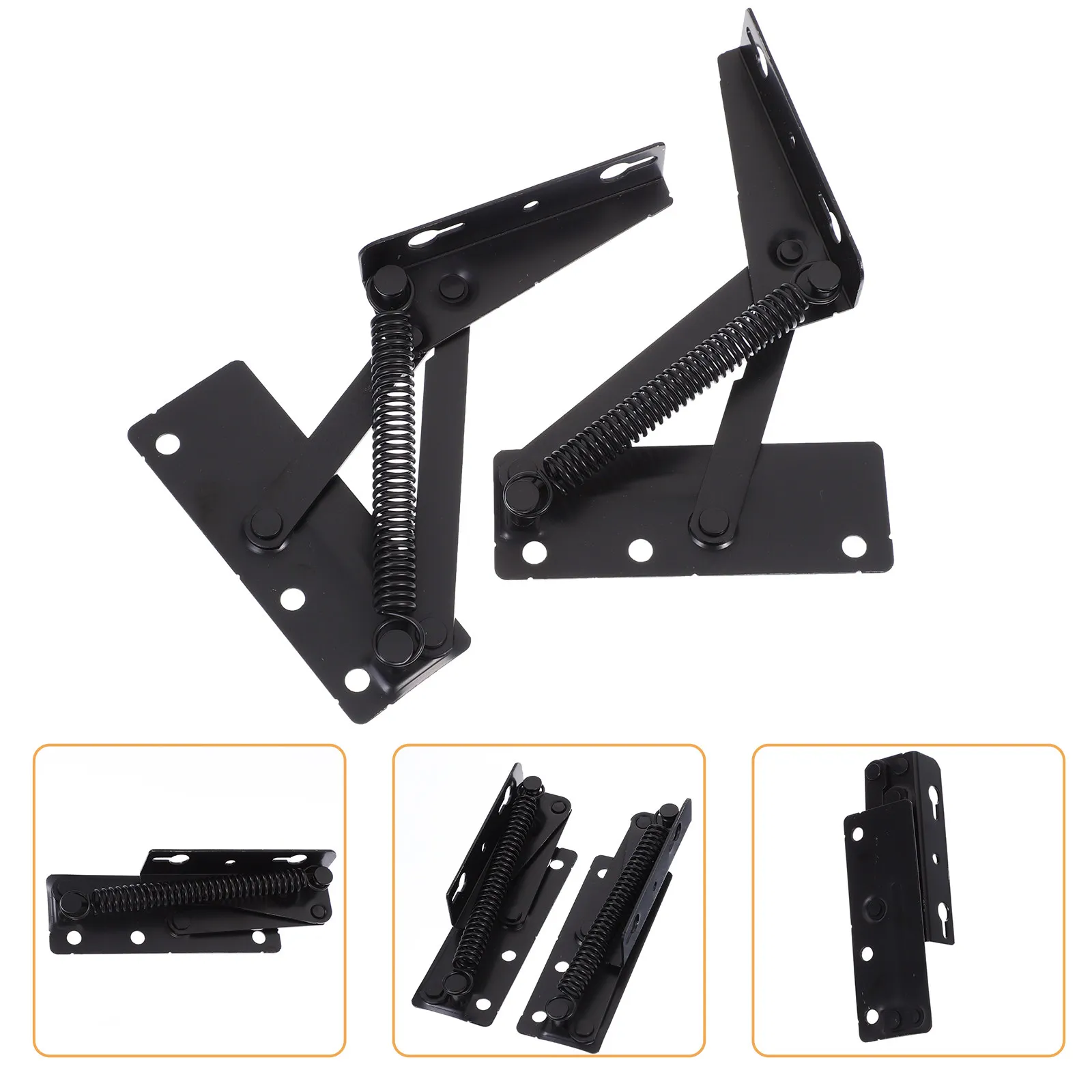 2Pairs Premium Cold Rolled Steel Lift Up Hinge with Hydraulic Rod Strong Load Bearing Spring Hinge for Folding Sofa Bed Tatami