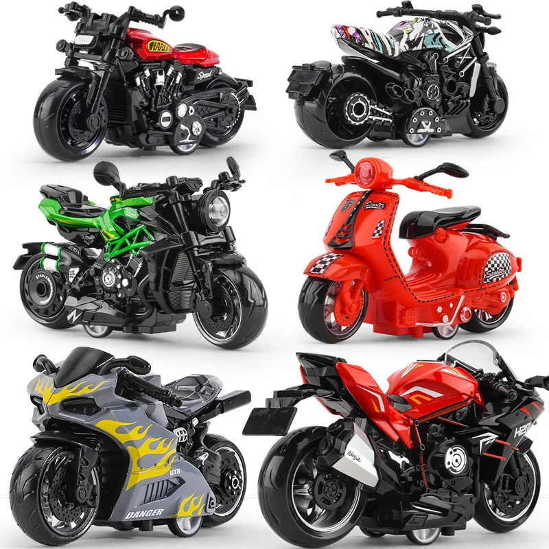 New foreign trade children's toy boy simulation toy car model cartoon alloy motorcycle clip machine pendant boutique car.